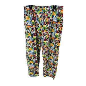 Disney Parks Authentic Original XL Mens Lounge Pants Colorful Retro Print  Cotto